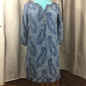 Massimo Dutti Silk Dress | Blue Paisley | Medium